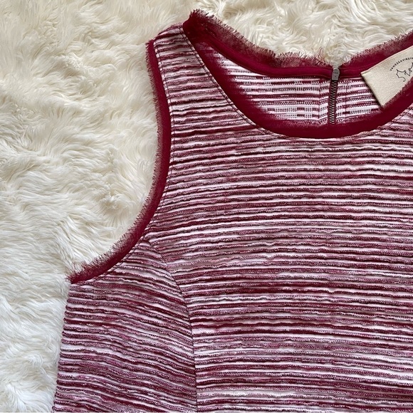 Anthropologie Vanessa Virginia Tank Top Indira Textured Striped Red White M - Picture 7 of 12